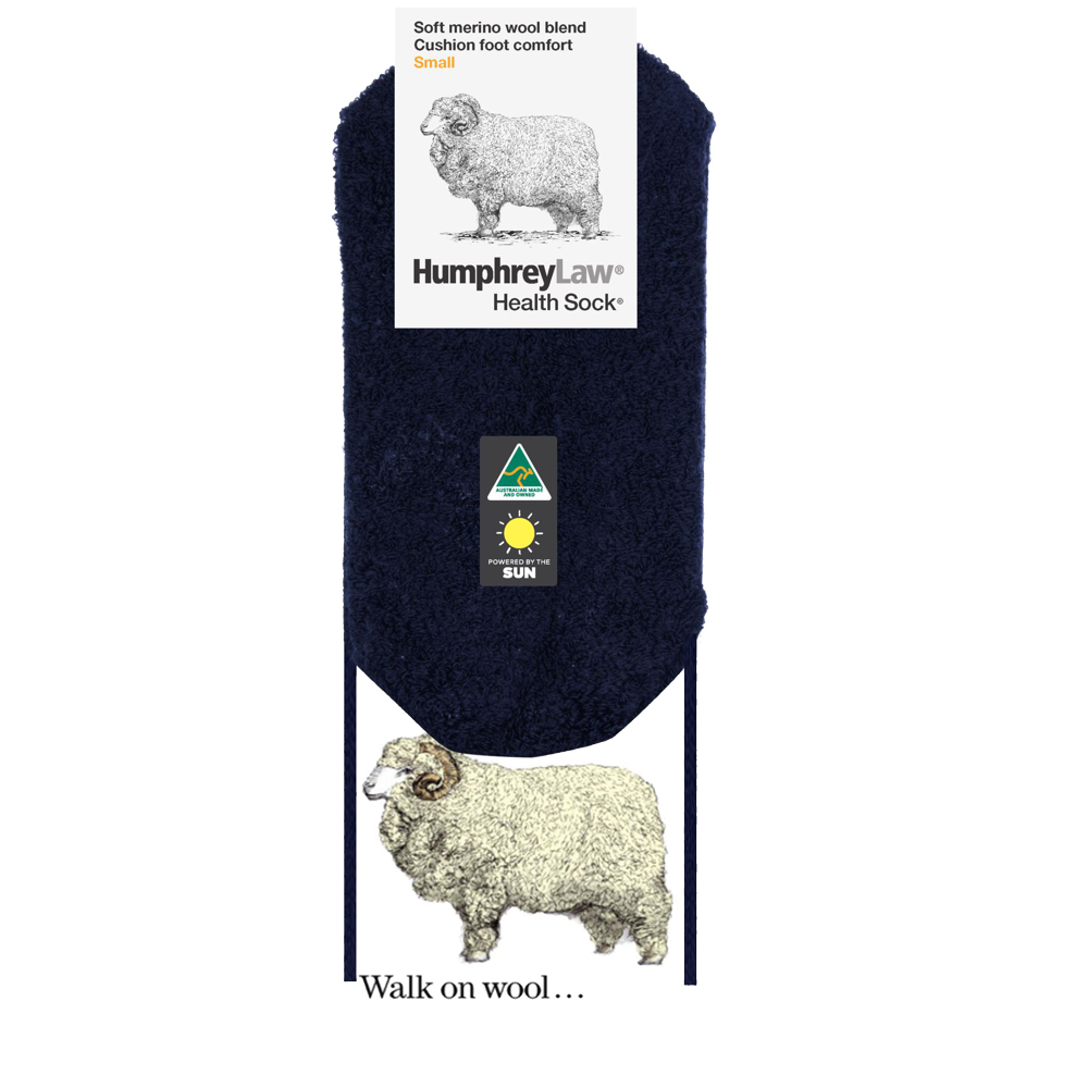 Cushioned Foot Wool Sock in Navy - Aussie Made