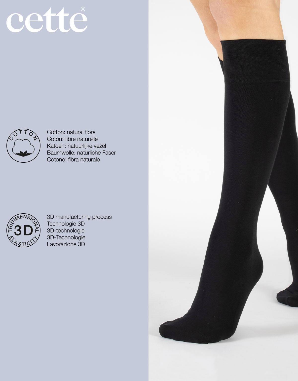 sheer cotton knee high in black - The Sockery