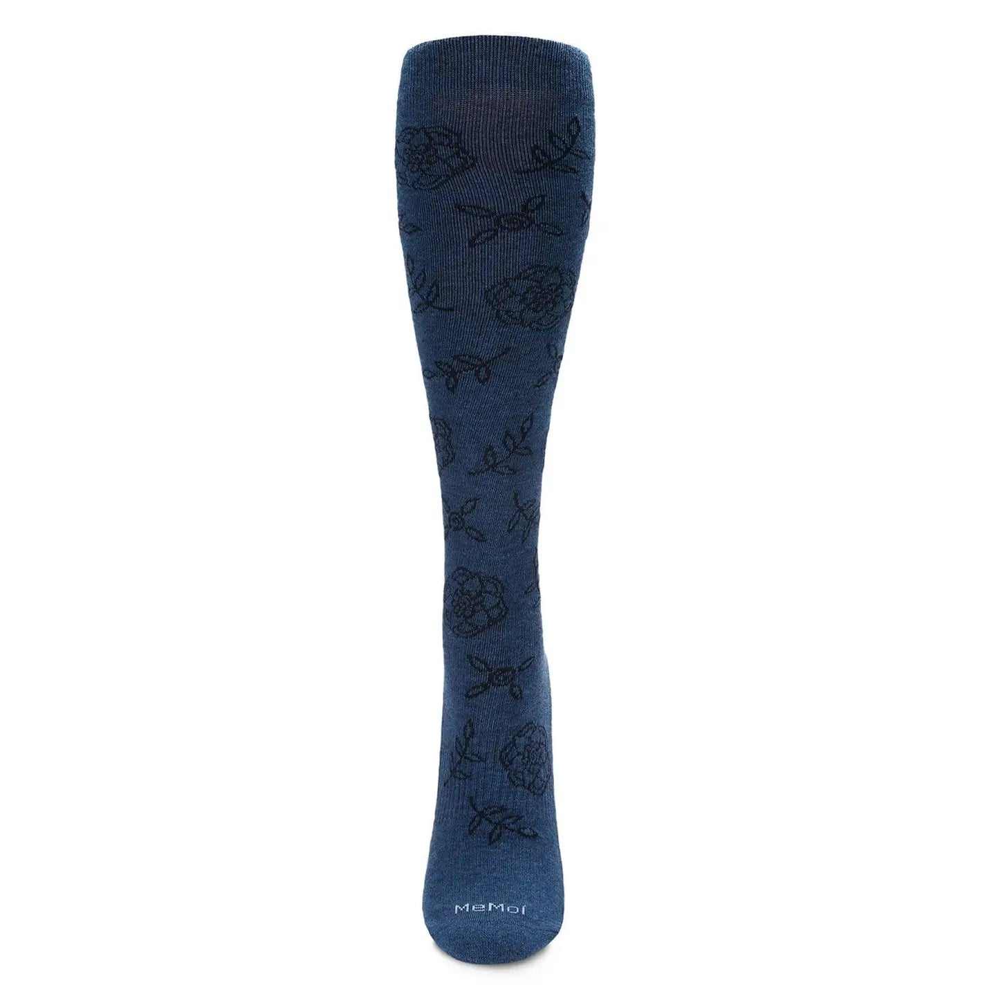 Denim Heather Floral Cotton Blend Compression Socks - The Sockery