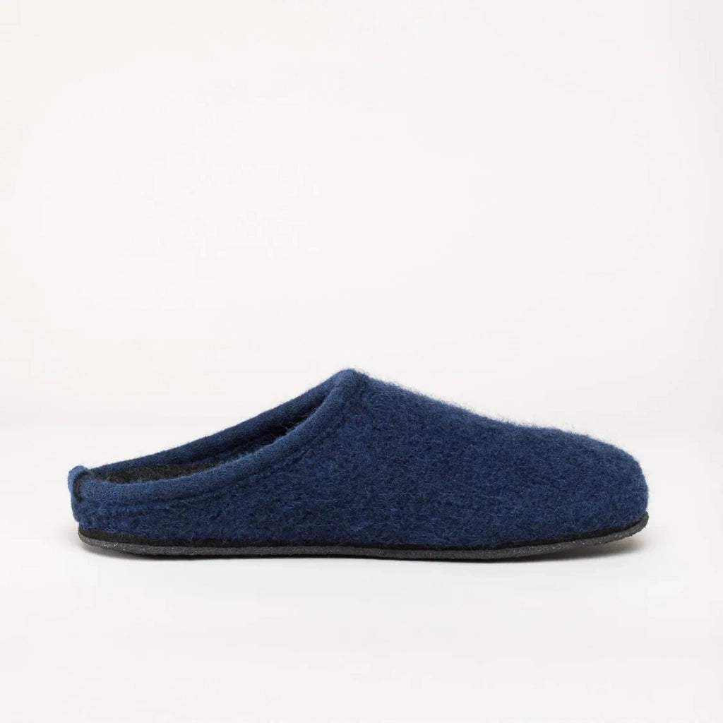Wool Felt Slippers Alpine Comfort in Ink Blue - The Sockery