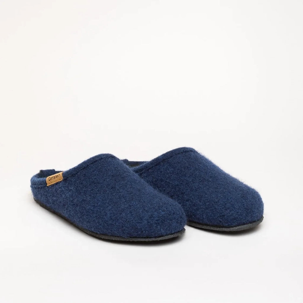 Wool Felt Slippers Alpine Comfort in Ink Blue - The Sockery