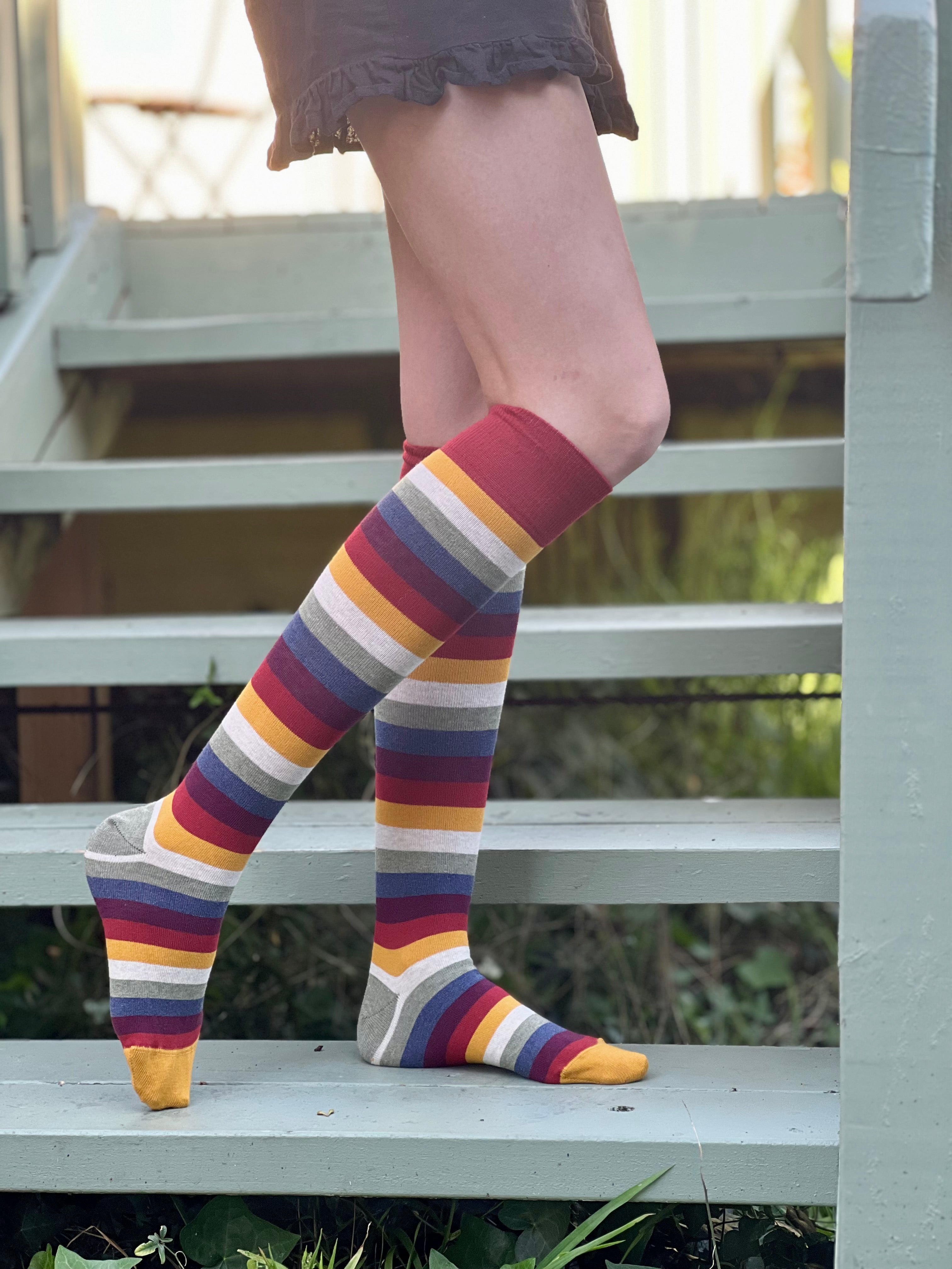 Warm Stripes Knee High Socks - Aussie Made