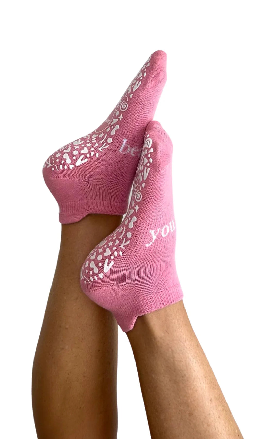 'You are Beautiful' Ankle Grip Socks in Pink - The Sockery