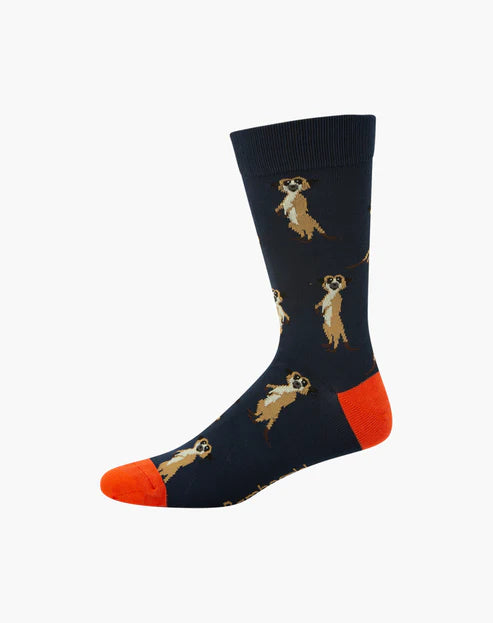 Meerkats on Navy Men's Bamboo Socks - The Sockery