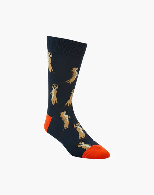 Meerkats on Navy Men's Bamboo Socks - The Sockery