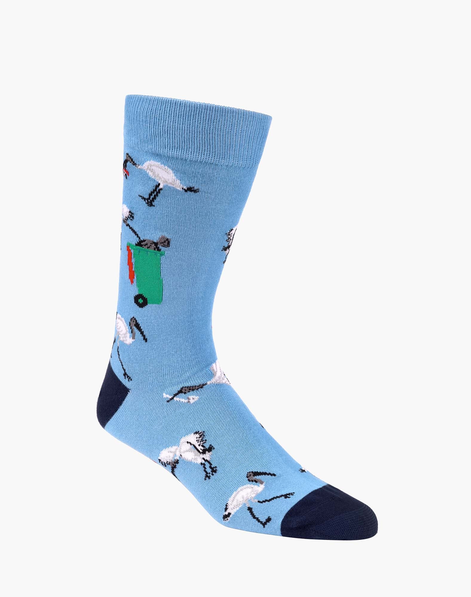 Bin Chicken on Sky Blue Men's Bamboo Socks