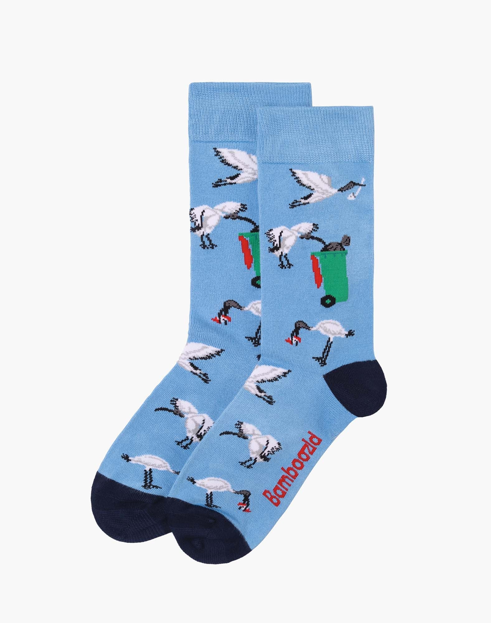 Bin Chicken on Sky Blue Men's Bamboo Socks