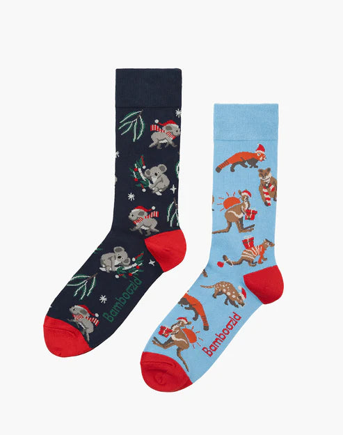 Aussie Chrissy Men's Crew Socks - Gift Box 2 Pack