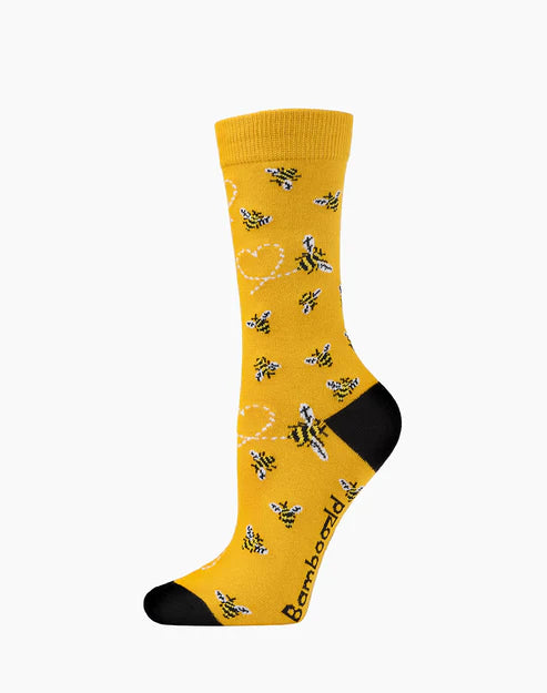 Heart Bees Women's Bamboo Crew Socks - The Sockery