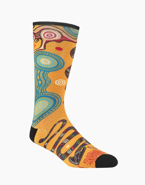 Native Australian Rainbow Serpent Men's Printed Bamboo Socks