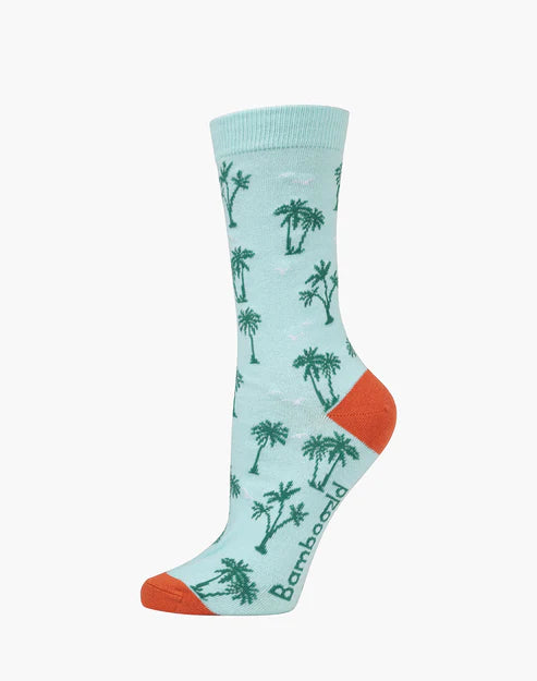 Palm Trees Women's Bamboo Crew Socks - The Sockery