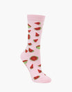 Pink sock with watermelon pattern on a white background