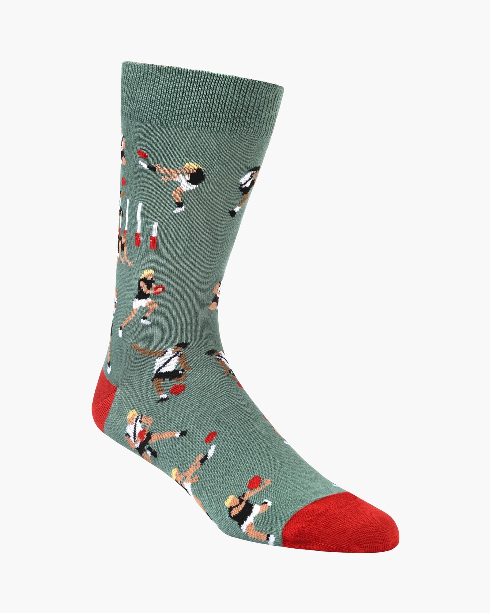 Sock with AFL player pattern on a green background