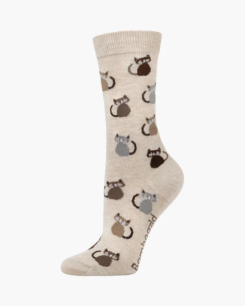 Cats on Sand Women's Bamboo Crew Socks