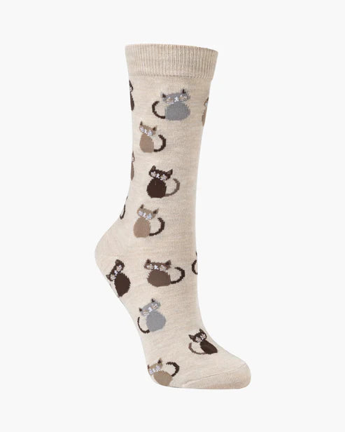 Cats on Sand Women's Bamboo Crew Socks - The Sockery