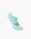 Light blue ankle sock with a corgi dog design on a white background