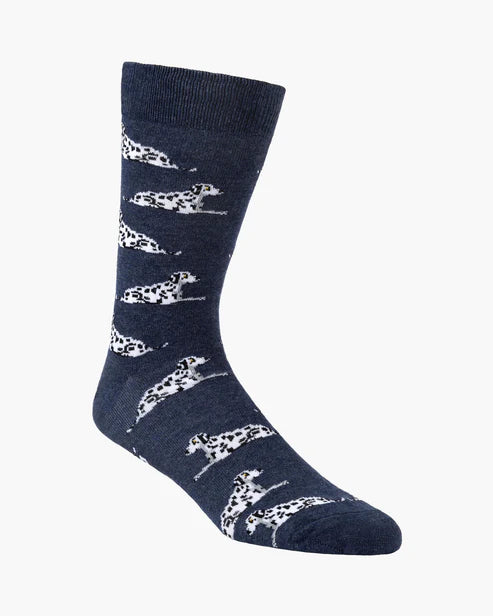 Dalmations on a Blue Men's Crew Sock