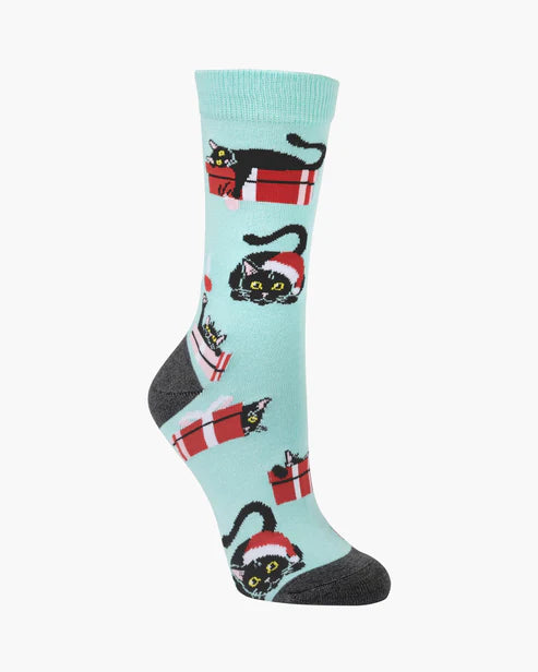 Meowy Christmas Women's Bamboo Crew Socks