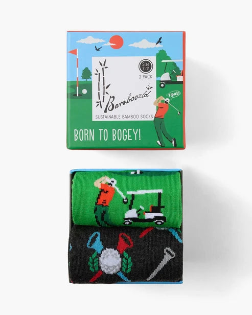 Born to Bogey! Men's Crew Socks - Gift Box 2 Pack