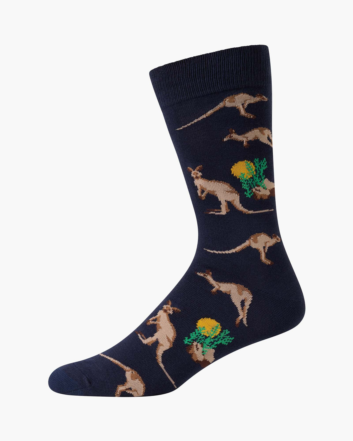 outback kangaroos on navy blue socks