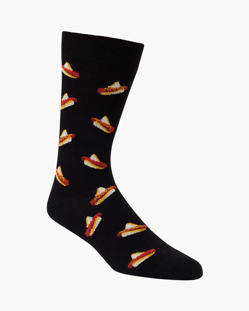Sausage sandwiches on black socks