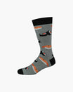 Gray sock with sushi design on a white background