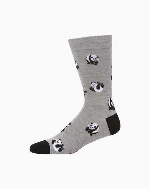 Panda Men's Bamboo Crew Socks in Grey - The Sockery
