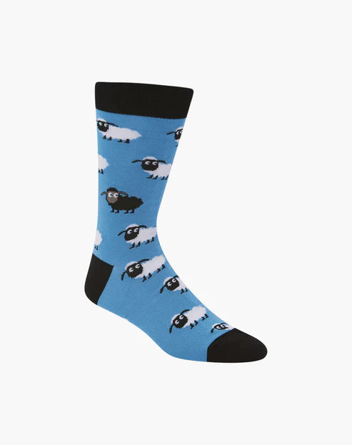 Eyes on Ewe Men's Bamboo Crew Socks in Blue