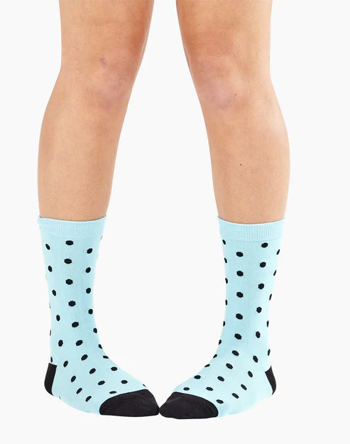 Dots on Sky Blue Women's Bamboo Crew Socks - The Sockery