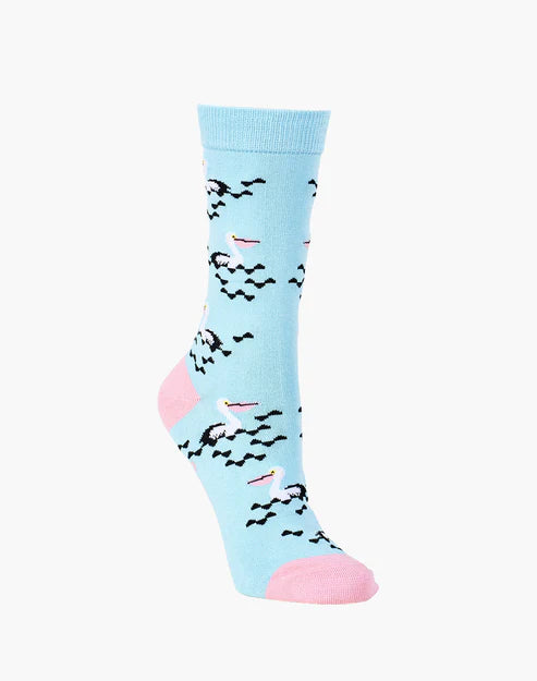 Pelican Women's Bamboo Crew Socks in Blue - The Sockery