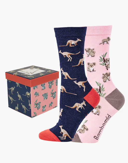 Native Animals Women's Crew Socks - Boxed Gift Set 2 Pack - The Sockery