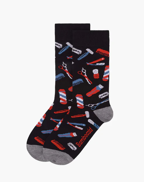 Barber Shop Men's Bamboo Crew Socks - The Sockery