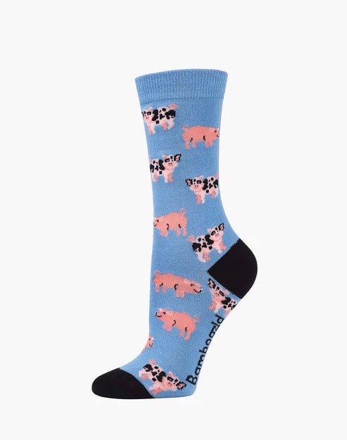 Oink! Women's Bamboo Crew Socks - The Sockery