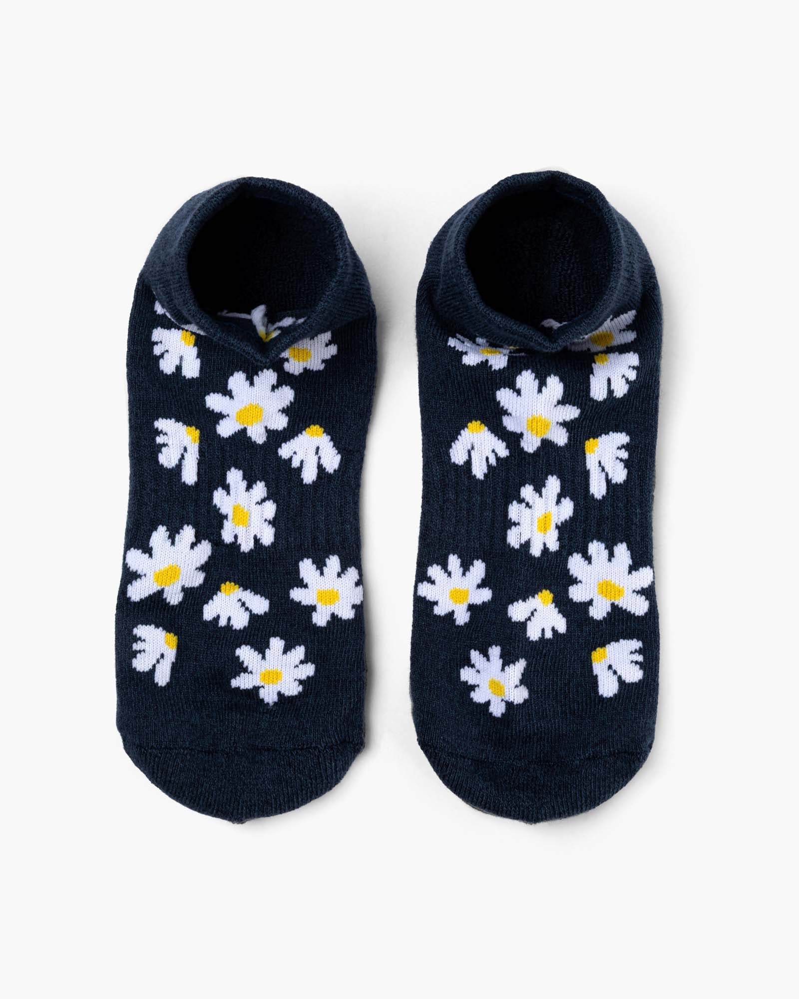 Daisies Women's Bamboo Cushioned Ankle Socks -  Navy
