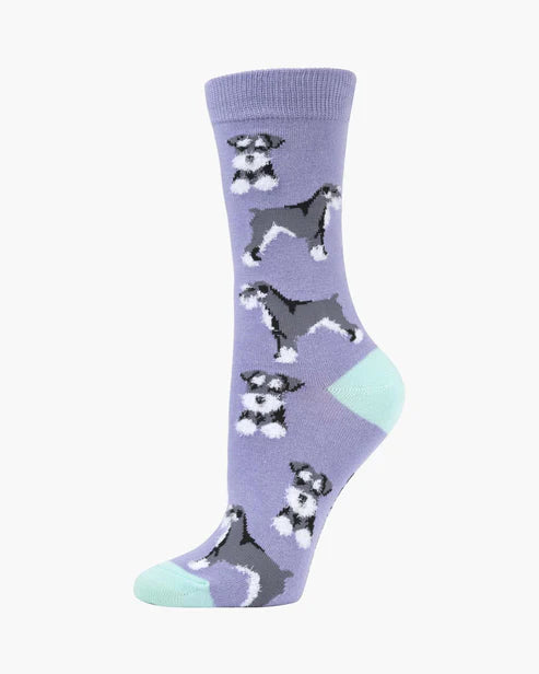 Fluffy Schnauzer Women's Bamboo Crew Socks