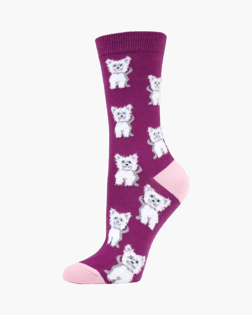Fluffy Terrier Women's Bamboo Crew Socks