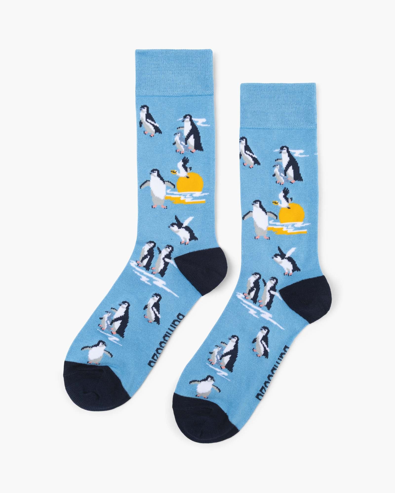 Sunset Penguins Men's Bamboo Crew Socks