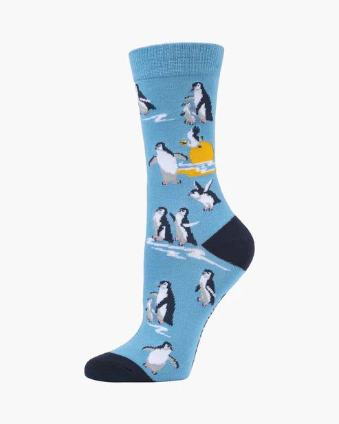 Sunset Penguins Women's Bamboo Crew Socks