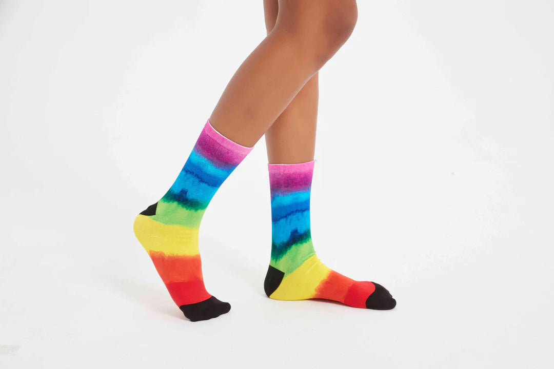 Tie Dye Rainbow Bamboo Crew Socks - The Sockery