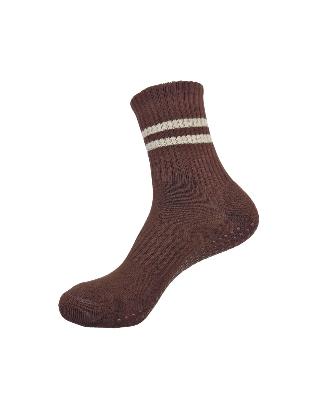 Non-Slip Sports Crew Socks - Espresso