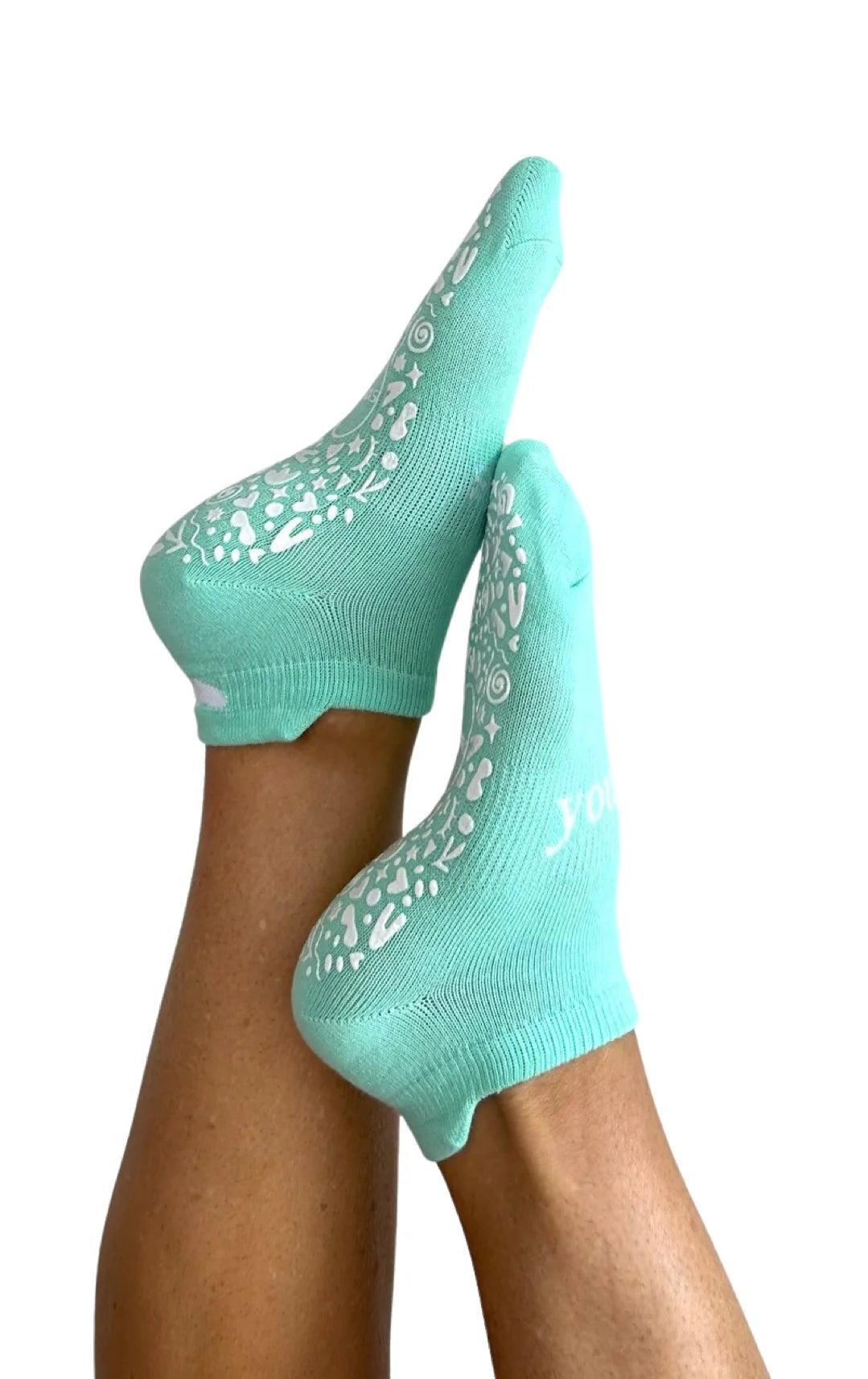 'You are Strong' Ankle Grip Socks in Mint - The Sockery