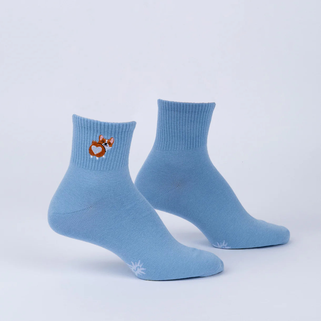 Corgi Love Embroidered Quarter Socks - The Sockery