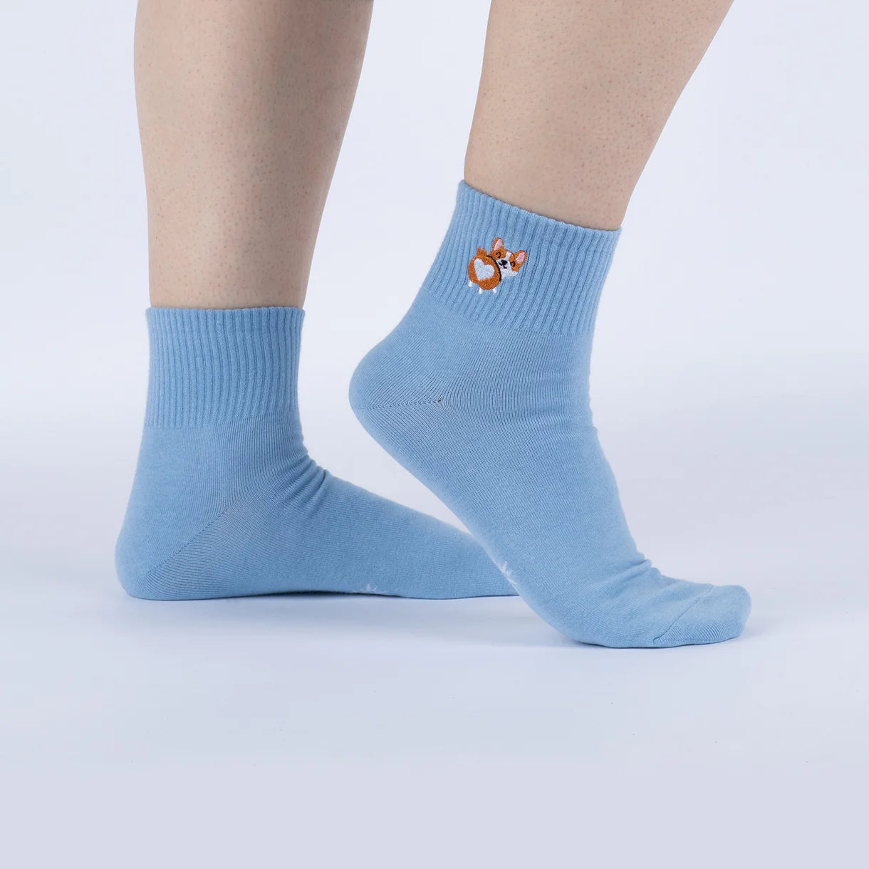 Corgi Love Embroidered Quarter Socks - The Sockery