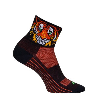 Sock with a tiger design on a white background