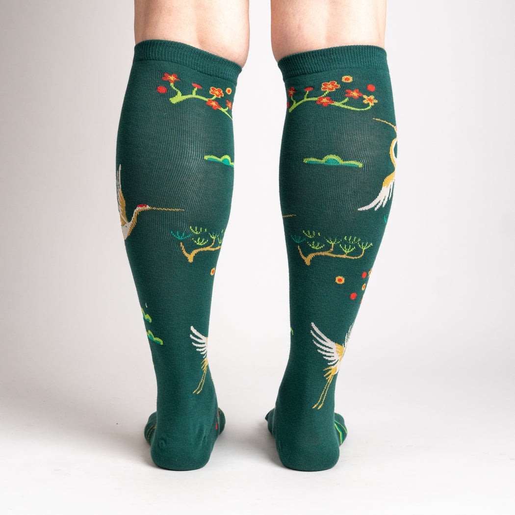 Flying Cranes Women's Knee High Socks - The Sockery