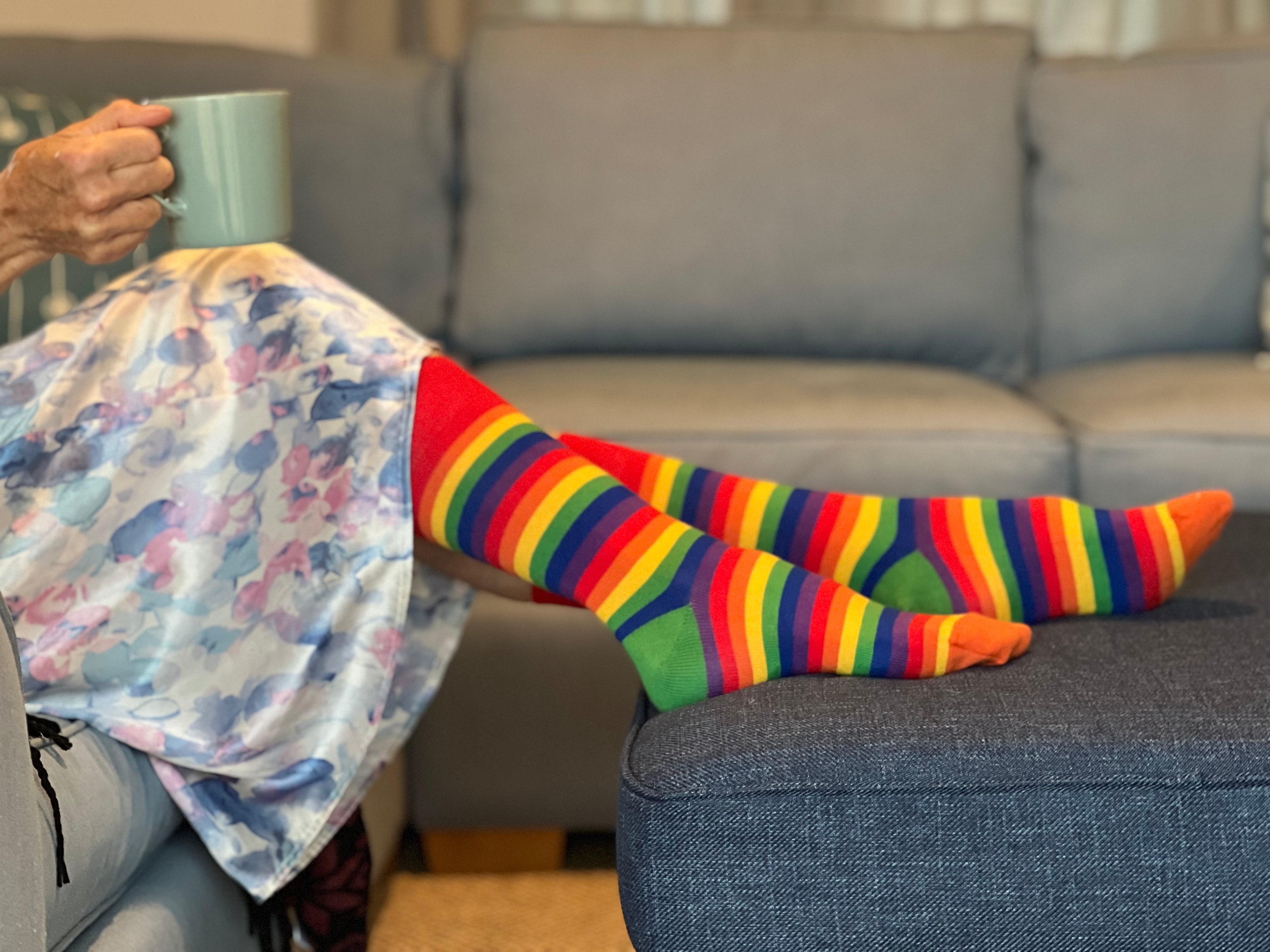 Rainbow Stripes Knee High Socks - Aussie Made