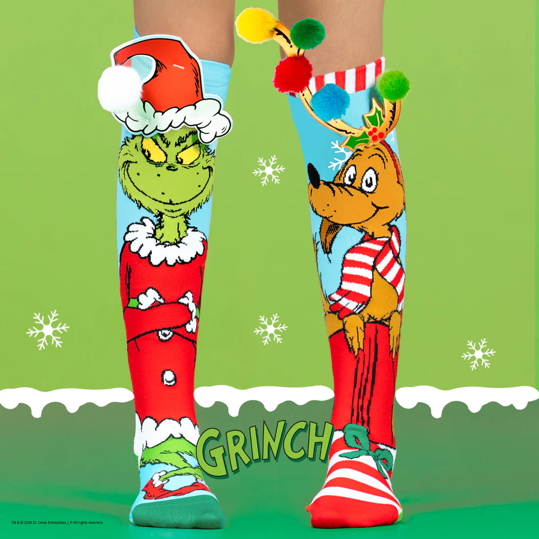 Grinch and Max Knee High Christmas Socks - The Sockery