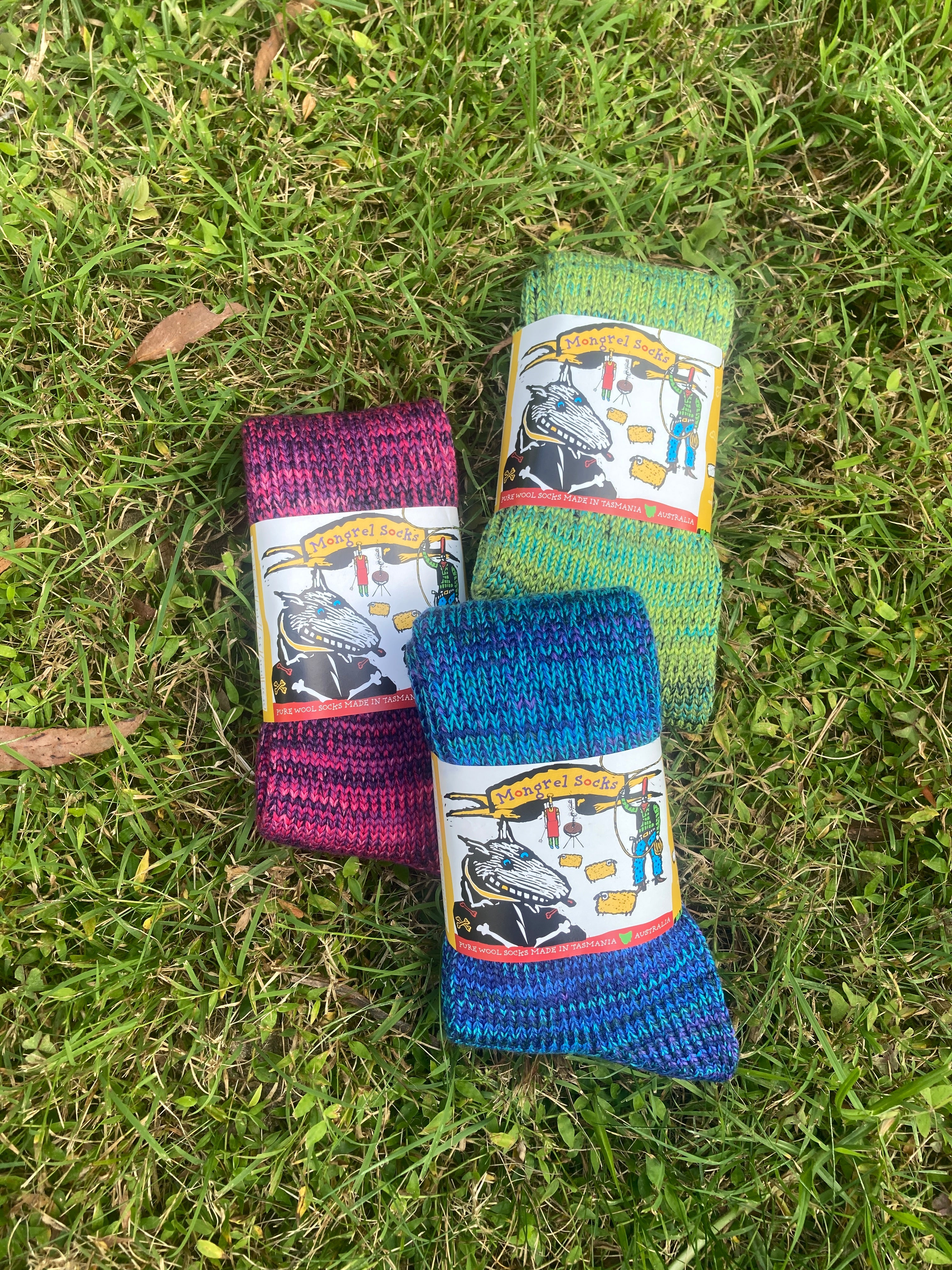 Pure Merino Mongrel Socks - Blue Green