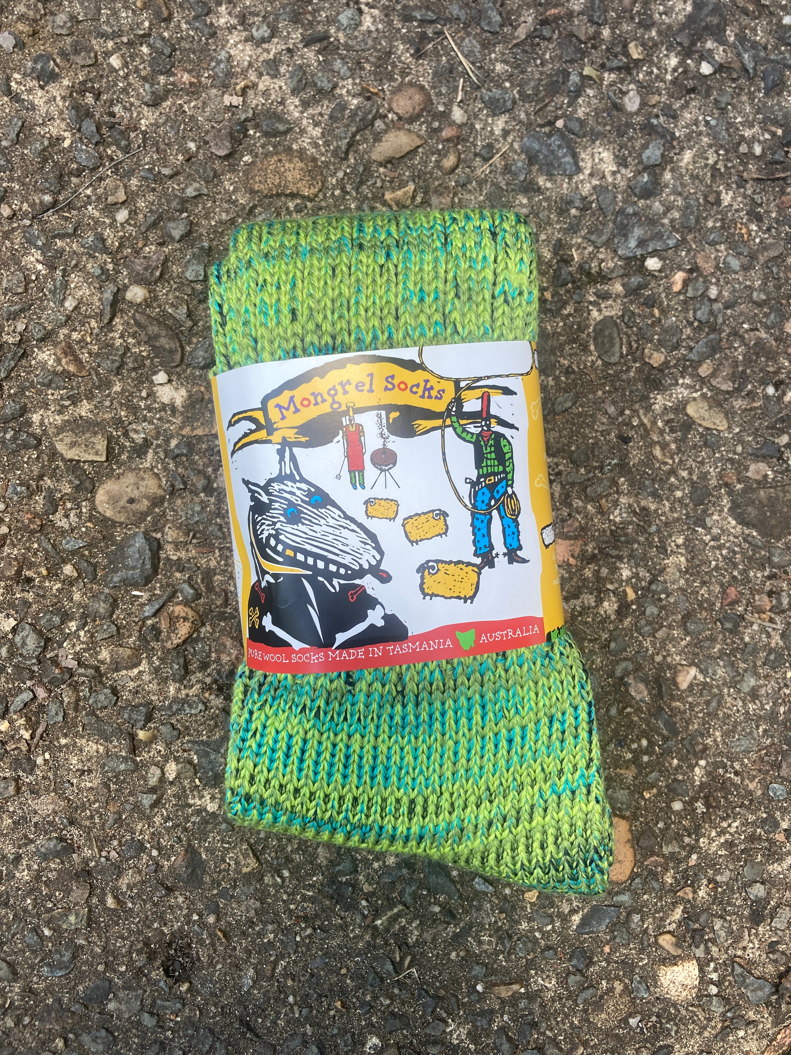 Pure Merino Mongrel Socks - Very Green