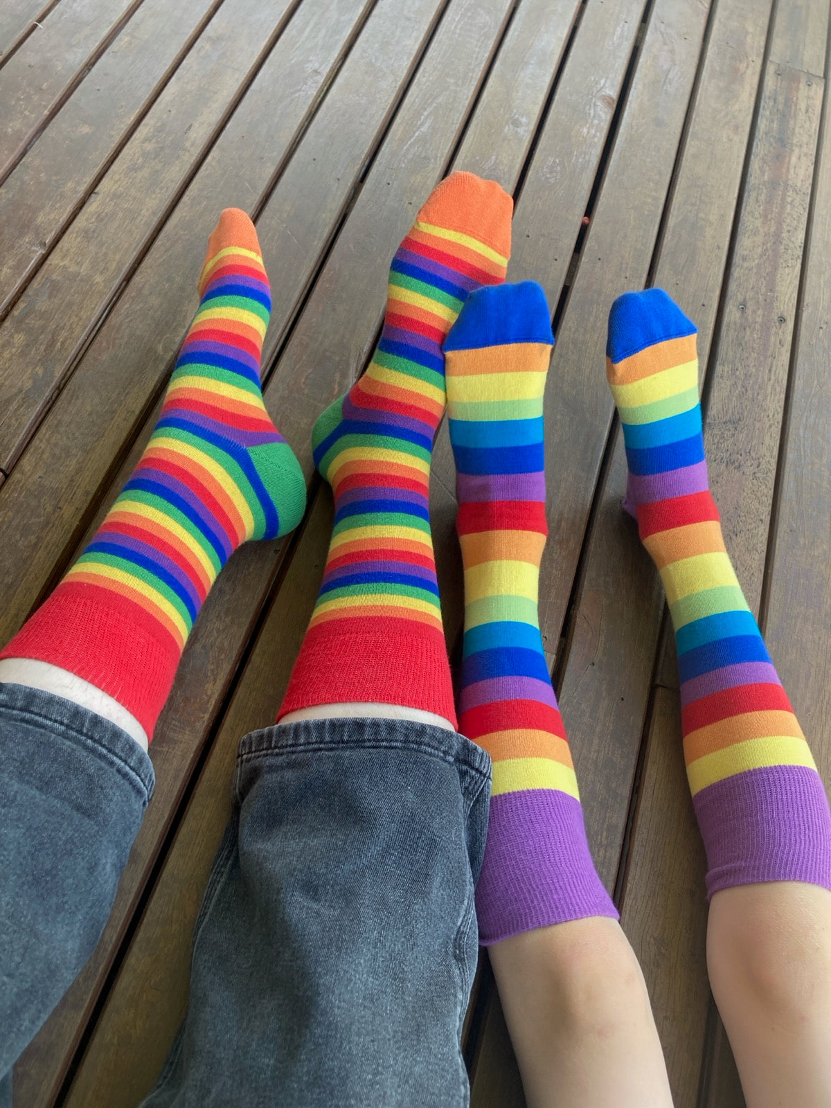 Rainbow Stripes Kids Knee High Socks - Aussie Made